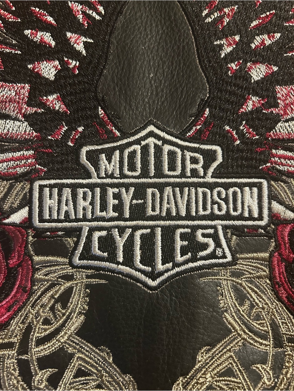 Harley-Davidson Black 2-layer leather and quilted stunning embroidered jacket
